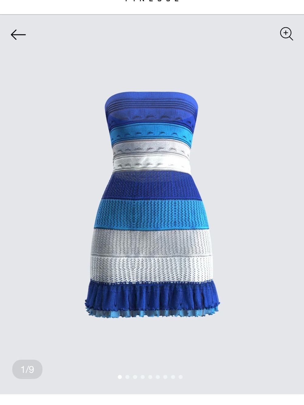 Finesse Rania Blue Striped Strapless Knit Mini Dress - Picture 2 of 3